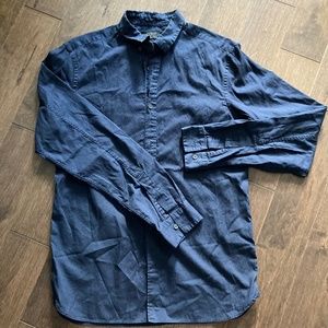 AllSaints (All Saints) Navy Blue Casual Button-Down Shirt